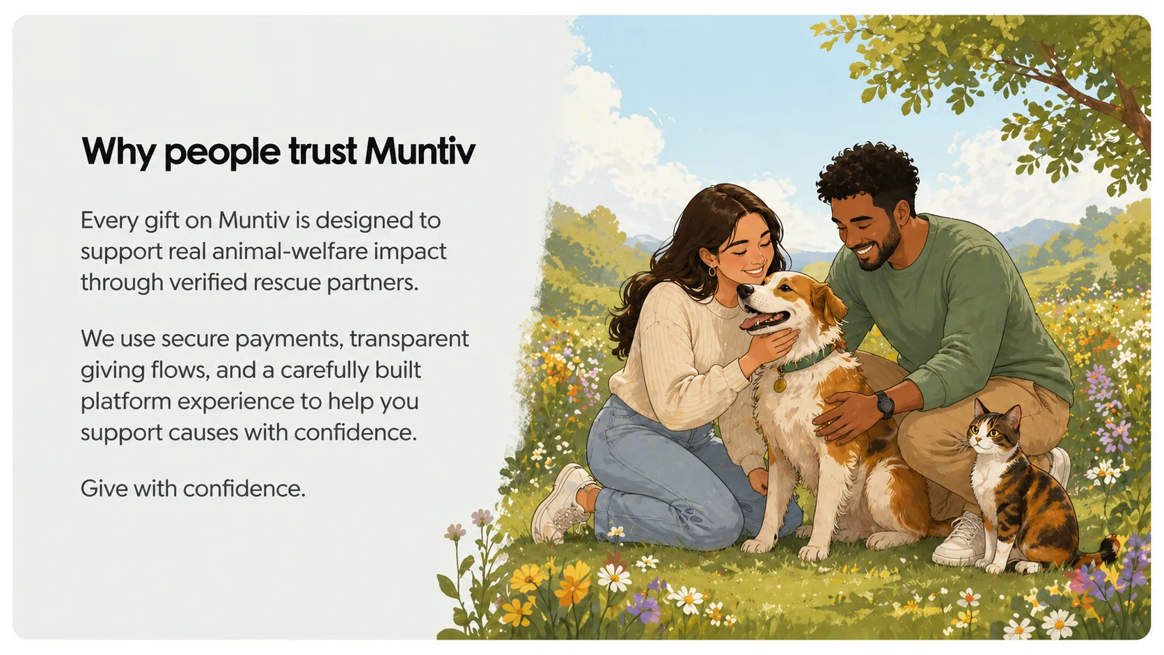 People with rescued animals — why people trust Muntiv